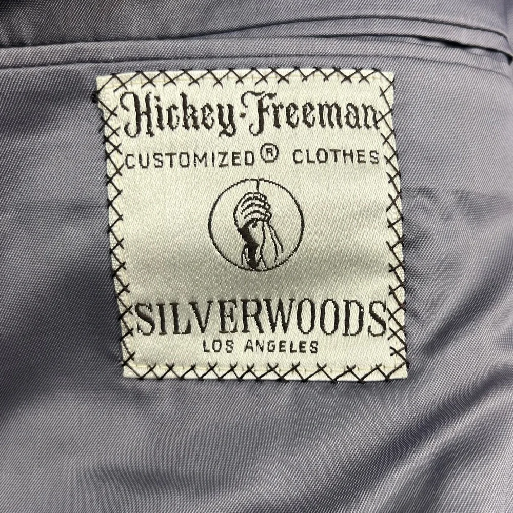 Hickey Freeman The Boardroom Sport Coat Blazer 100%Pure Wool Herringbone Gray 46